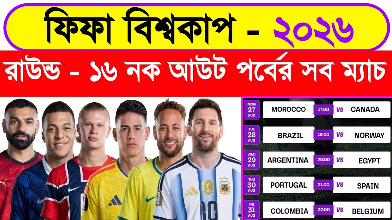 Fifa World Cup Round 16 All Match Schedule 2026 | Football World Cup Round- 16 Match Fixture | Sm1 