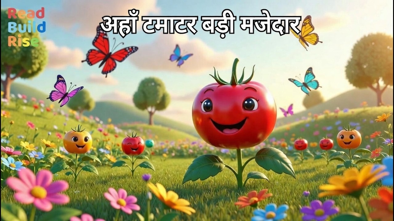 अहाँ टमाटर बड़ी मजेदार 🍅 | 3D हिंदी नर्सरी राइम | Healthy Food Song for Kids | RBRKids