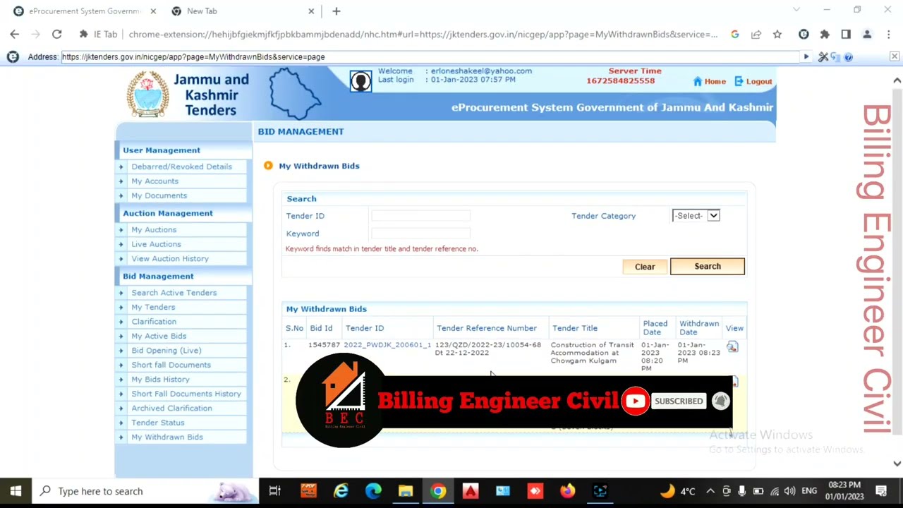 How to withdraw / resubmit the bid on jktender.