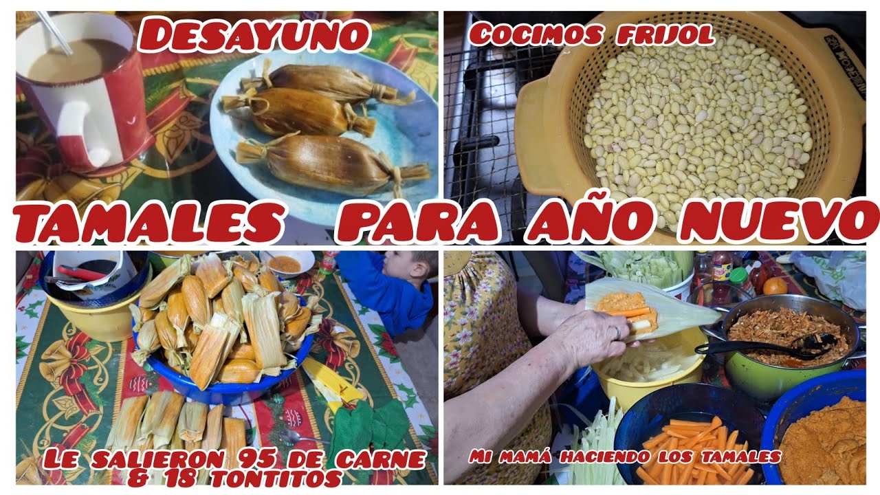 TAMALES PARA AÑO NUEVO,COCIMOS FRIJOL,LE SALIERON 95 DE CARNE & 18 TONTITOS, DESAYUNO 🤤🤤🤤