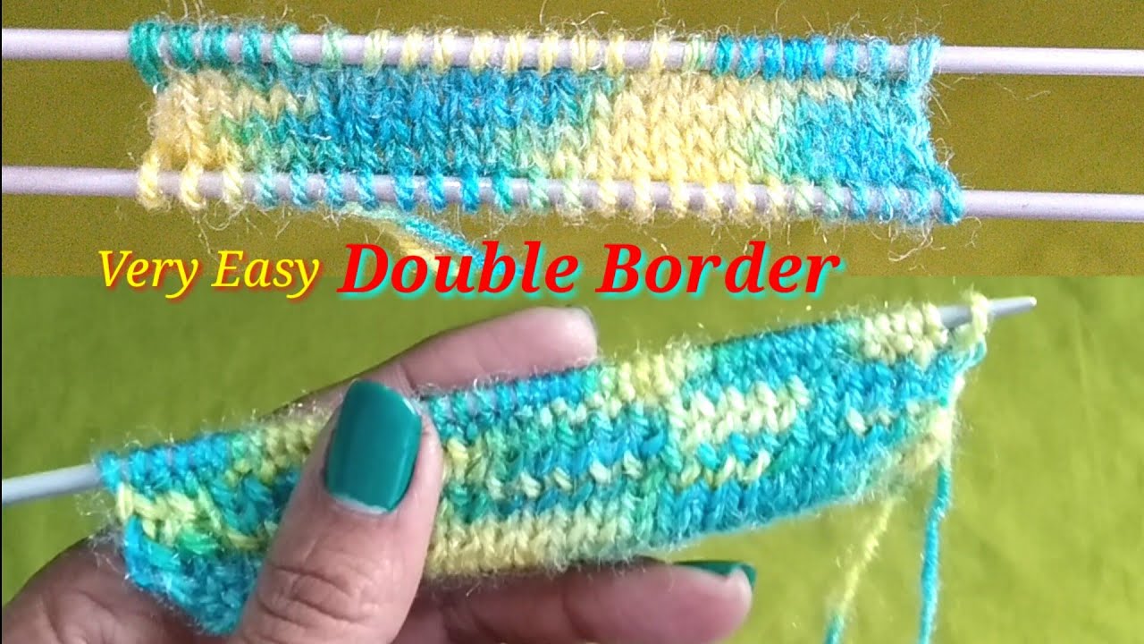 Knitting Double Border Easily with Cast on/Tubular Cast on||making Double Border for beginner||BSD||