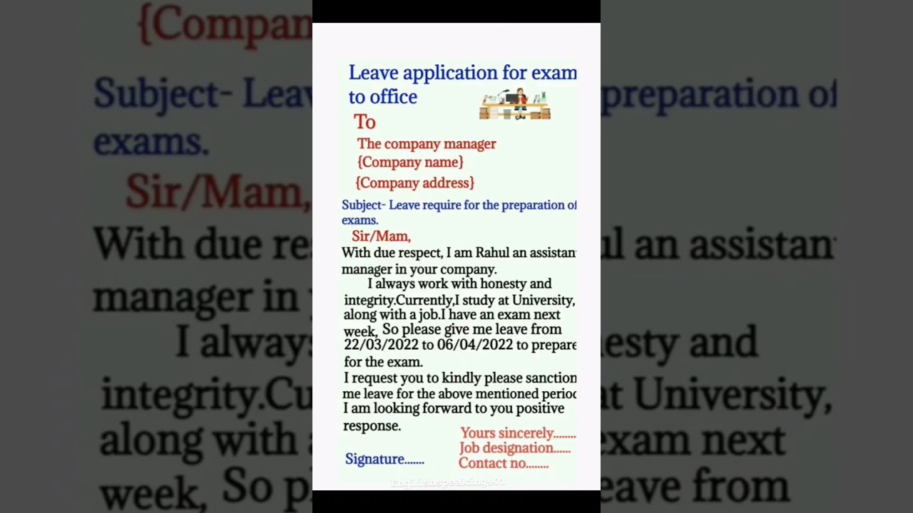leave application for exam to office/leave application  #application #shorts
