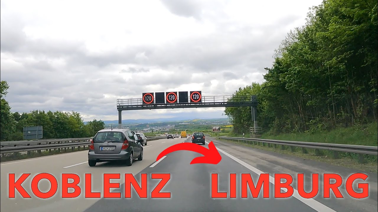 Driving from Koblenz to Limburg on Bundesautobahn 48 & 3 - Germany