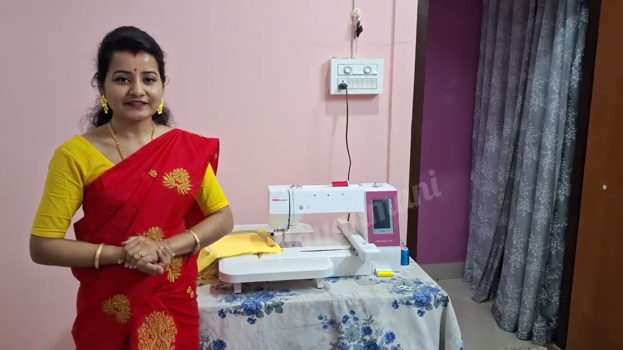 Embroidery Machine t Kenekoi Mekhela Sador Bonabo Pari/ Usha Jonome 450e Embroidery Machine Demo😍