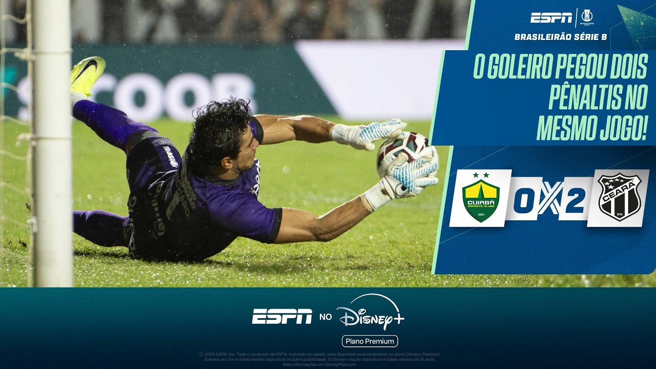 LOUCURA! GOLEIRO DO CEAR&Aacute; PEGA DOIS P&Ecirc;NALTIS E FAZ MILAGRE CONTRA O CUIAB&Aacute; NA S&Eacute;RIE B