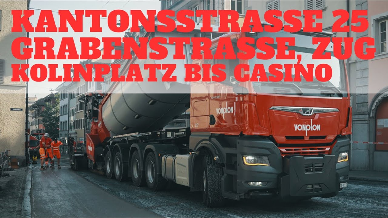 Asphalteinbau & Farbasphalt an der Kantonsstrasse 25, Zug | Kolinplatz bis Casino