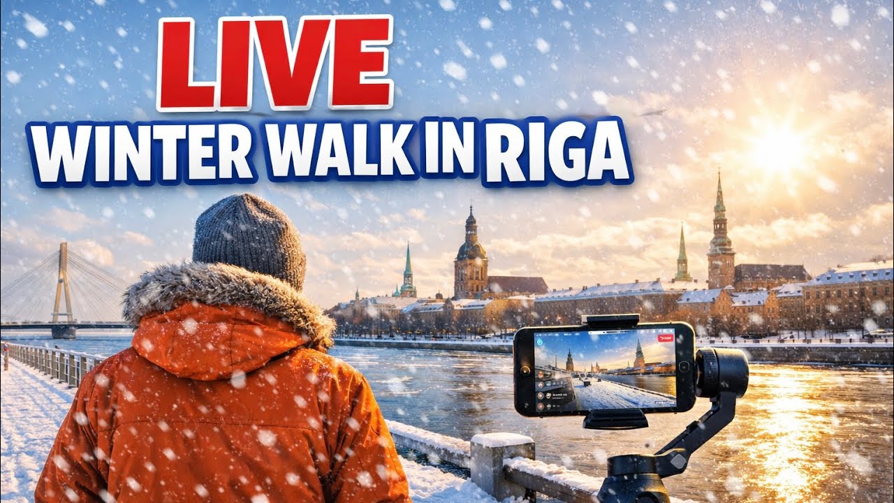 Live winter walk along Riga’s Daugava River promenade – enjoy the views!