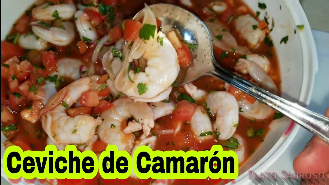 Ceviche de camarón casero cocido con limon | Shrimp ceviche
