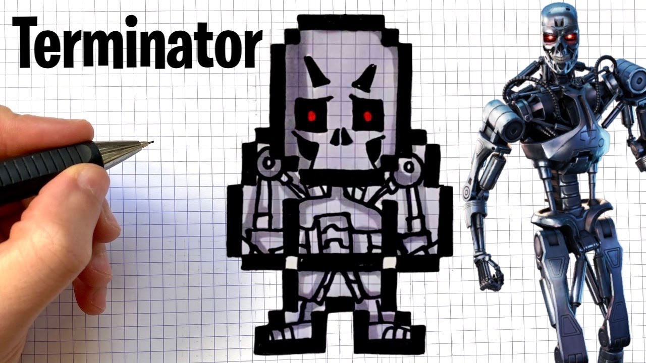 COMO DIBUJAR TERMINATOR PIXEL ART SKIN FORTNITE
