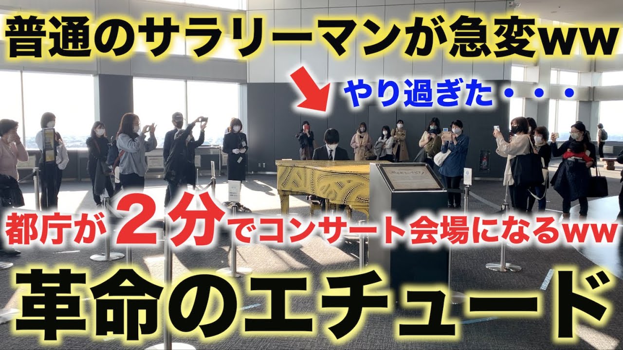 【ドッキリ】突然サラリーマンが革命弾いたら囲まれ過ぎて撮影会になったww【都庁ピアノ/ショパン 革命のエチュード/Chopin Etude Op.10-12】