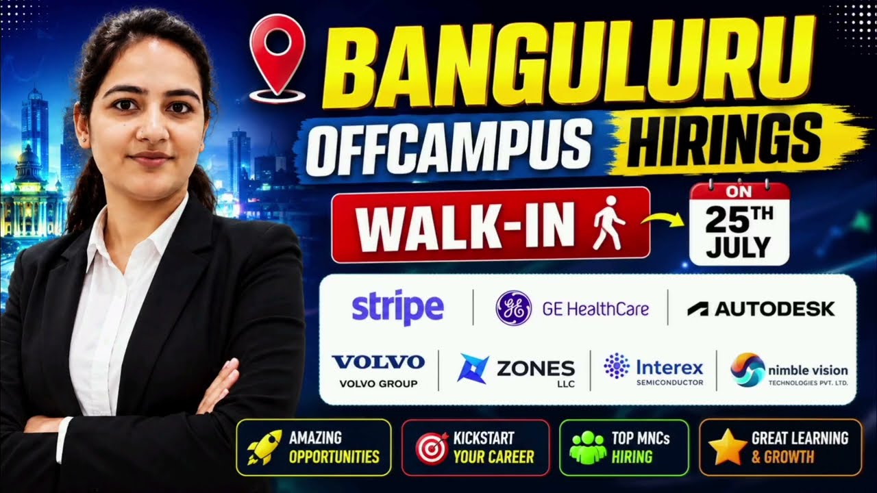 Bangalore Mega Hiring 2026 | Freshers Hiring | Stripe, GE HealthCare, Volvo, Embedded & IT Jobs