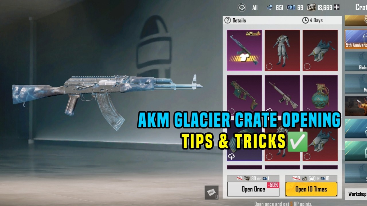 🔴BGMI AKM GLACIER TRICK / BGMI ME AKM GLACIER KAISE NIKALE / HOW TO GET AKM GLACIER IN CLASSIC CRATE