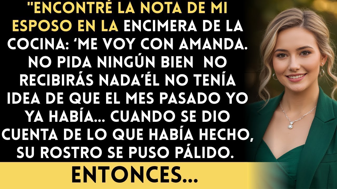 Mi esposo me dejó una nota sin división de bienes, se va a vivir con mi novia de 23 años! Quedó...