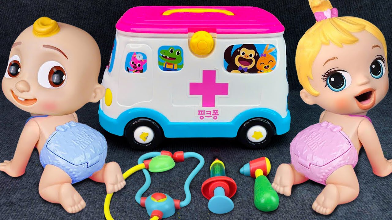 9 Minutes Satisfying with Pinkfong Ambulance Playset Collection & Kitchen Toys ASMR | Review Toys