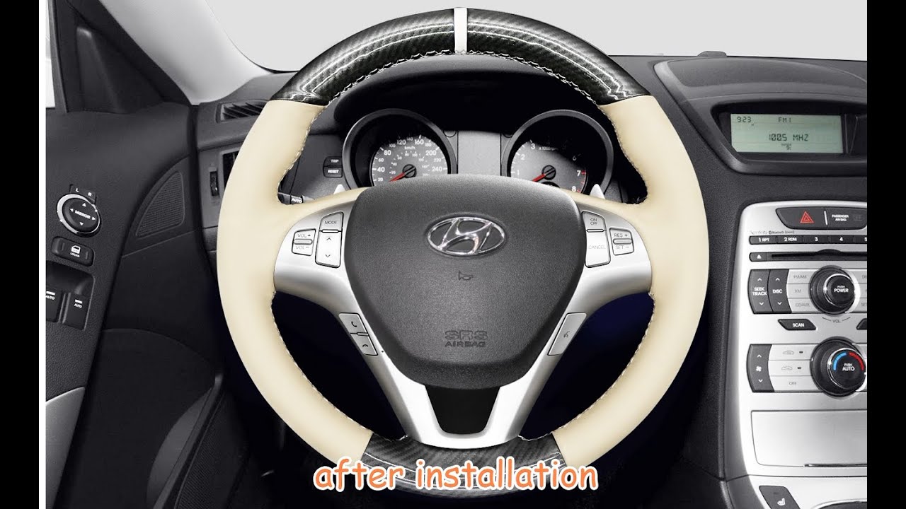 MEWANT --- for Hyundai Genesis Coupe 2010-2013 Car Steering Wheel Cover Installations