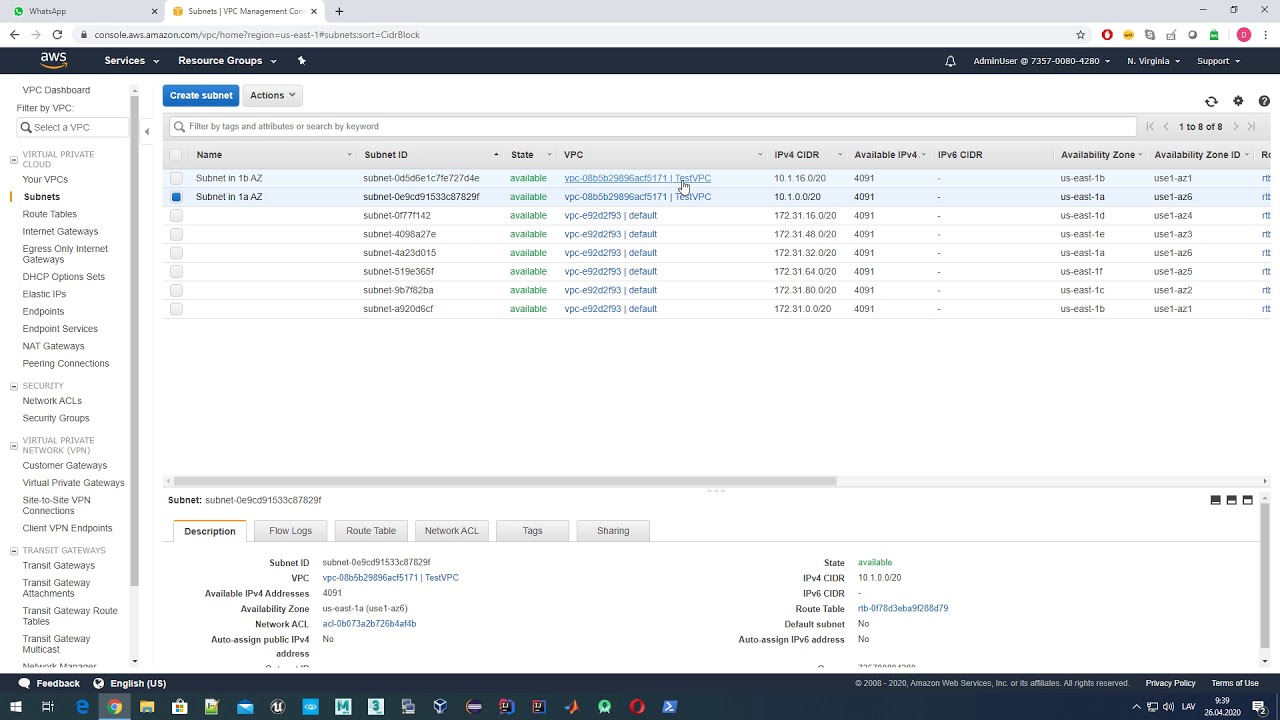 AWS: Что такое subnet, создание subnet, выбор CIDR для subnet, выбор Availability Zone для subnet