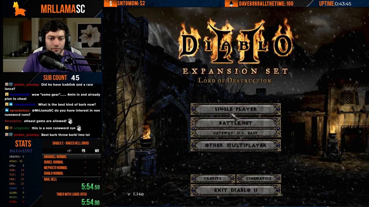 Diablo 2 - HELL NAKED DRUID SPEEDRUN - Part 1