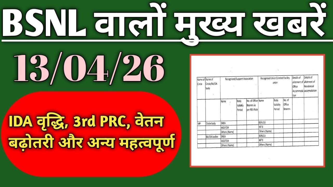bsnl latest news today 13 april 2026 । bsnl latest news today। bsnl employee latest update