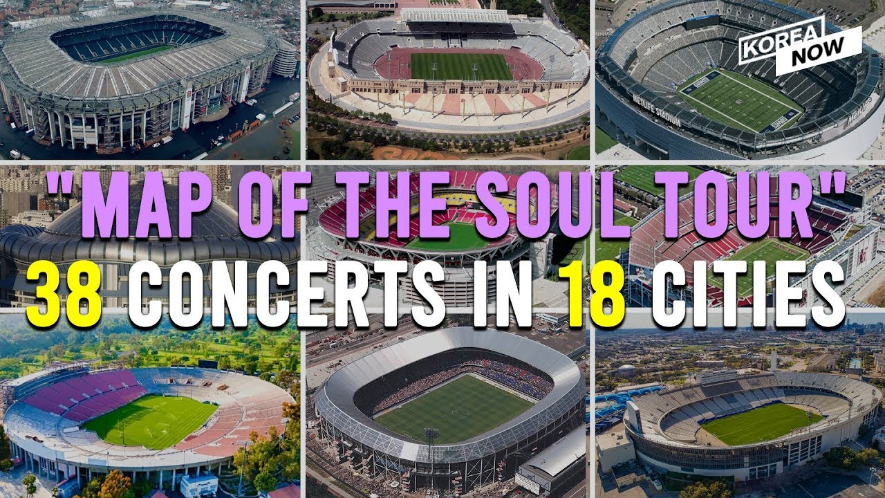 What are the venues for BTS' 2020 MAP OF THE SOUL TOUR?
