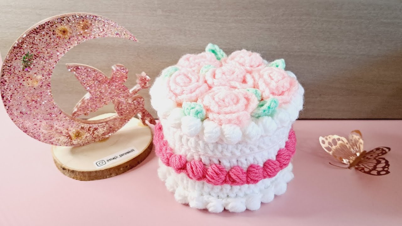 pastel alajero  o  dulcero ideal para cumpleaños a crochet #crochet #tejido#pastel#cake