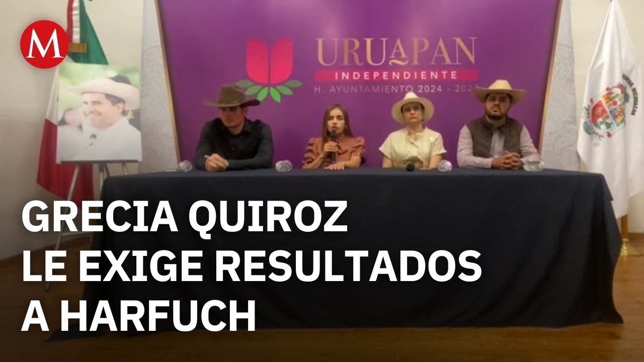 La alcaldesa de Uruapan, Grecia Quiroz, ofrece conferencia de prensa tras la visita de Harfuch