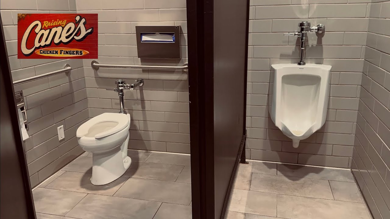 Kohler Bardon Urinal, Highcliff/Wellcomme Ultra Toilet Flush, Men’s Women’s Restroom, Raising Cane’s