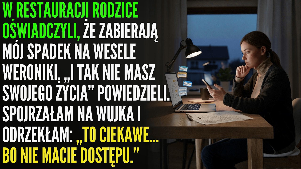 Rodzice chcieli wydać mój spadek na ślub siostry. Nie mieli do niego dostępu