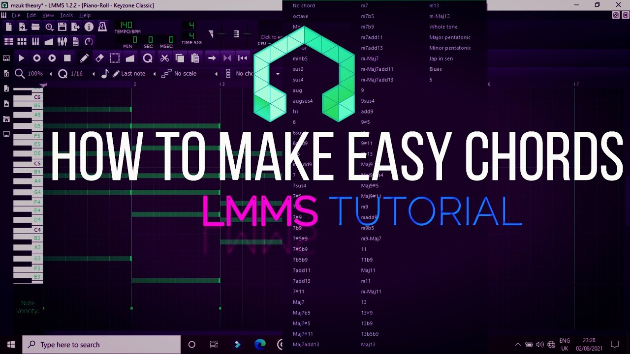 How to Make EASY Chords in lmms ( Music theory) * For Beginners Only