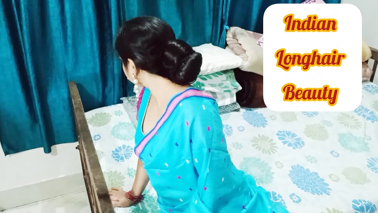 Indian longhair beauty with beautiful long hair bun💕💕