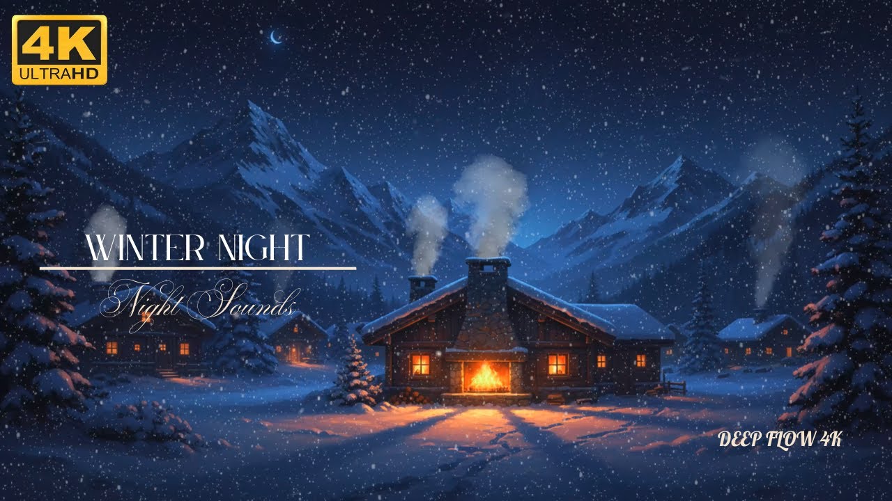 🔥 Winter Village Night for Focus & Awareness | Snow Steps, Wind & Distant Fire (1 Hour)