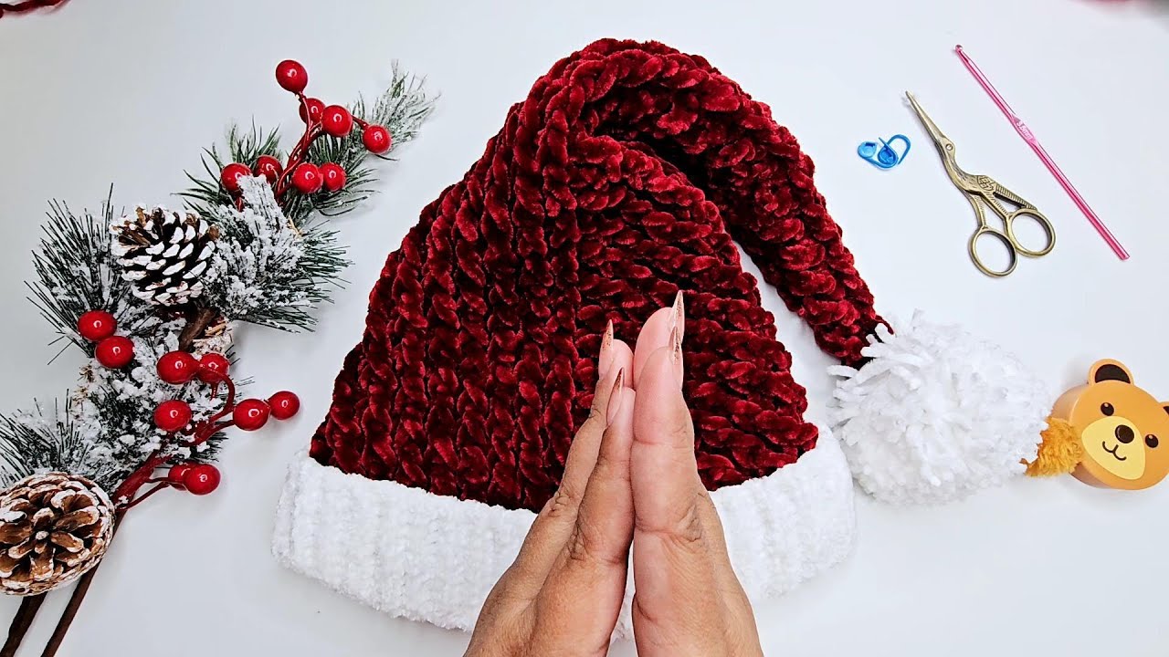 🎅🏻 No Creerás lo Fácil que es Tejer un Gorro de Santa Claus a Crochet 🤩 