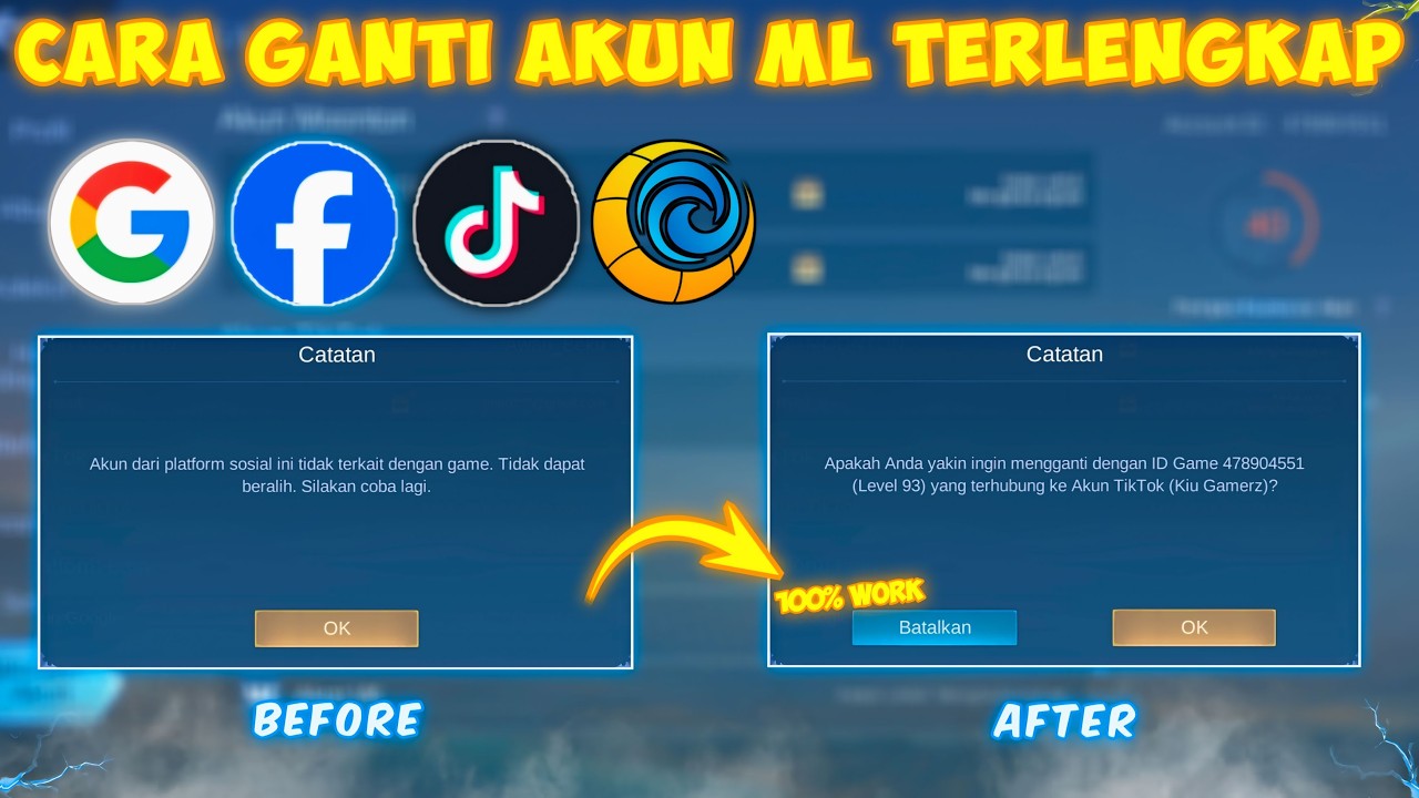 4 CARA GANTI AKUN MOBILE LEGEND TERBARU!! CARA MENGGANTI AKUN MOBILE LEGEND TERBARU 2025