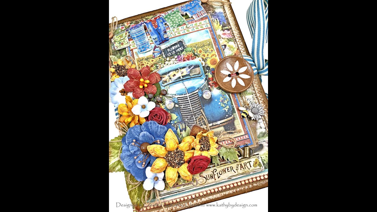 Stamperia Sunflower Art Trifold Folio Tutorial Part 1