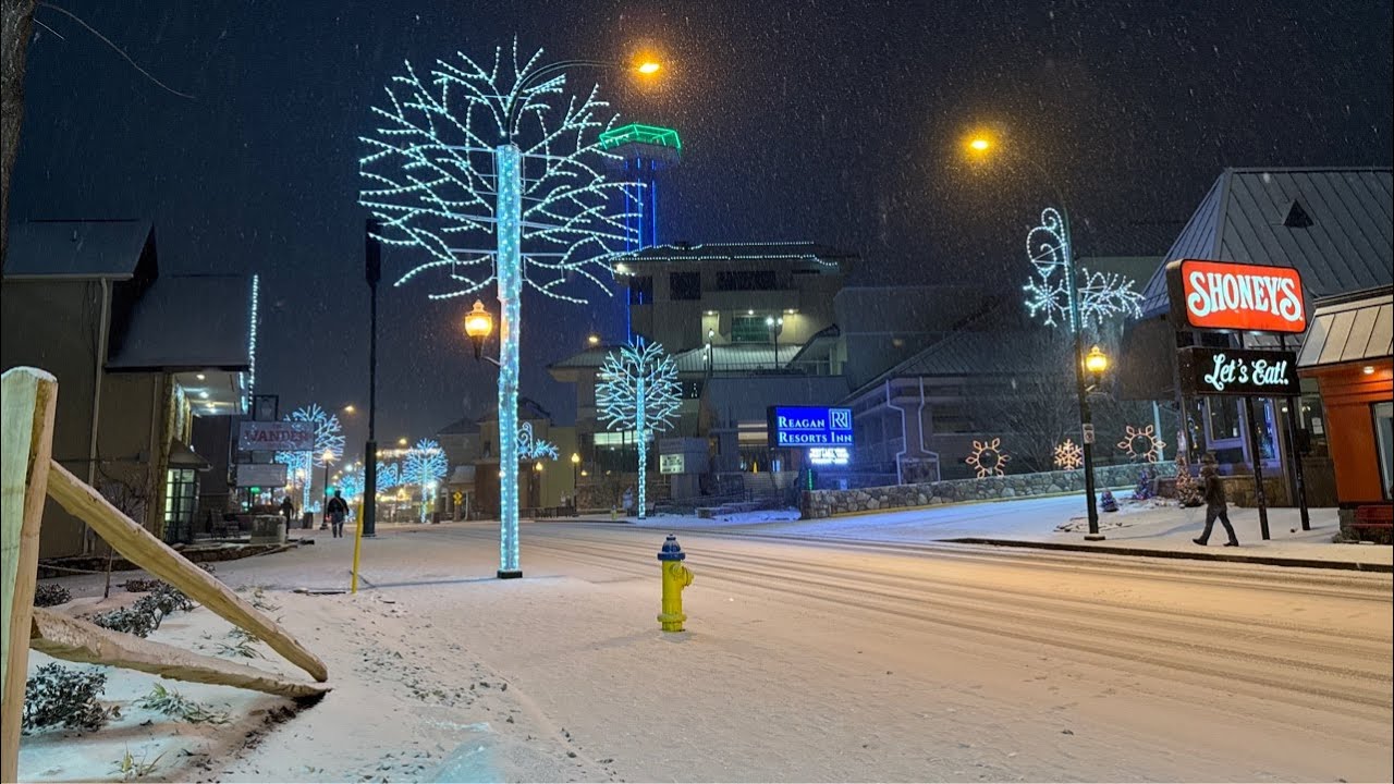 walking Gatlinburg in snow