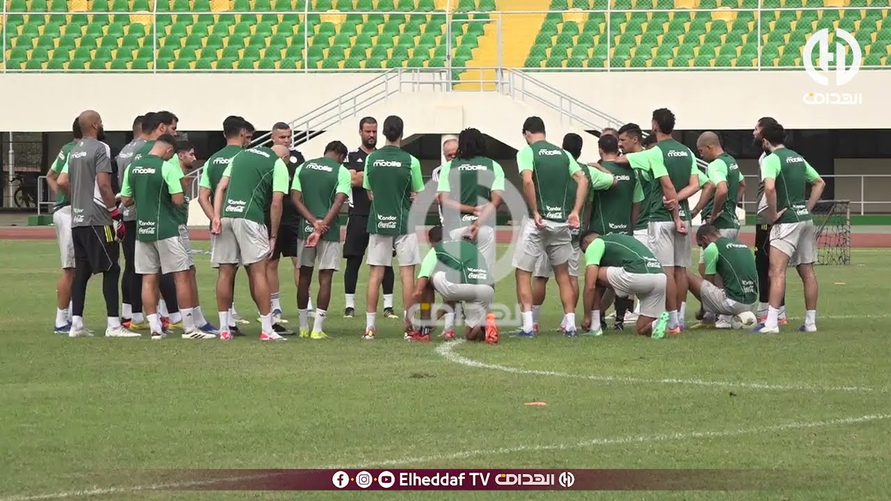 شاهد ... بلماضي يوجه خطاب حماسي في أخر حصة تدريبية للمنتخب الوطني في الطوغو