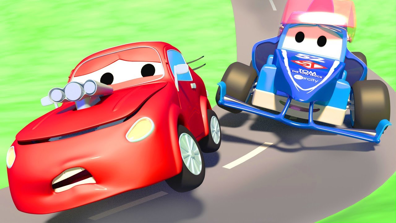 Videos de camiones para niños - El Camión Formula Uno - Carl el Super Camión en Auto City