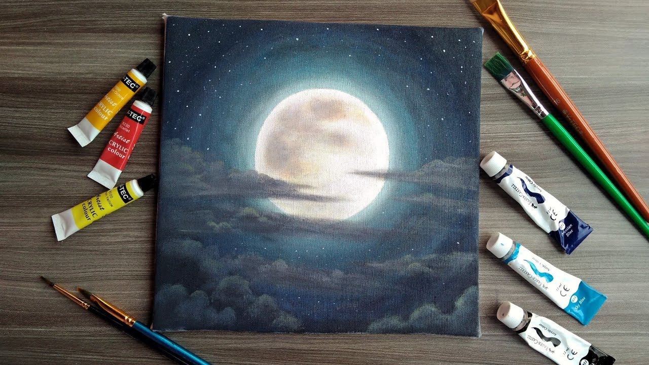 Acrylic painting || Paint the moon