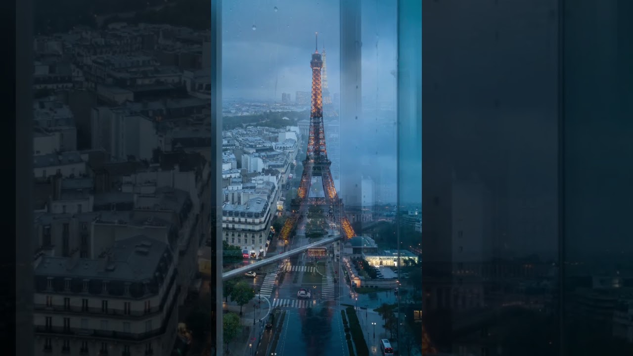Paris Rain Ambience | Eiffel Tower View