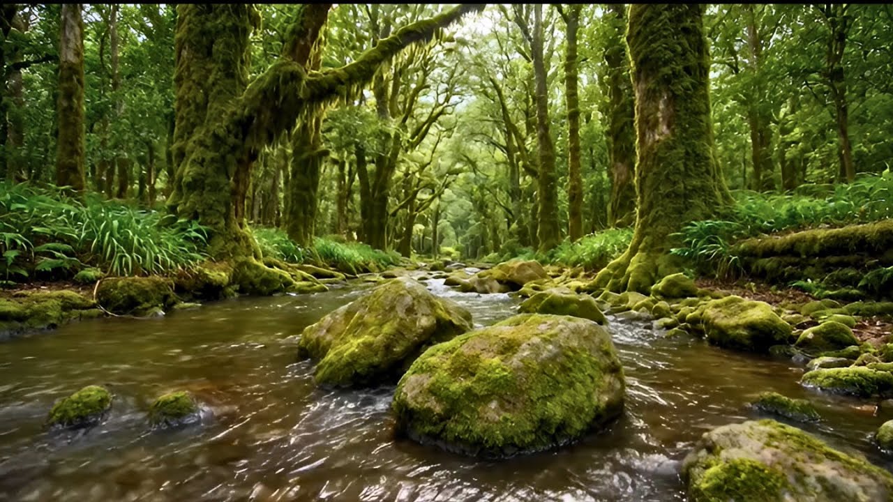Hidden River in the Ancient Woods — Calm Water & Soft Forest Breeze