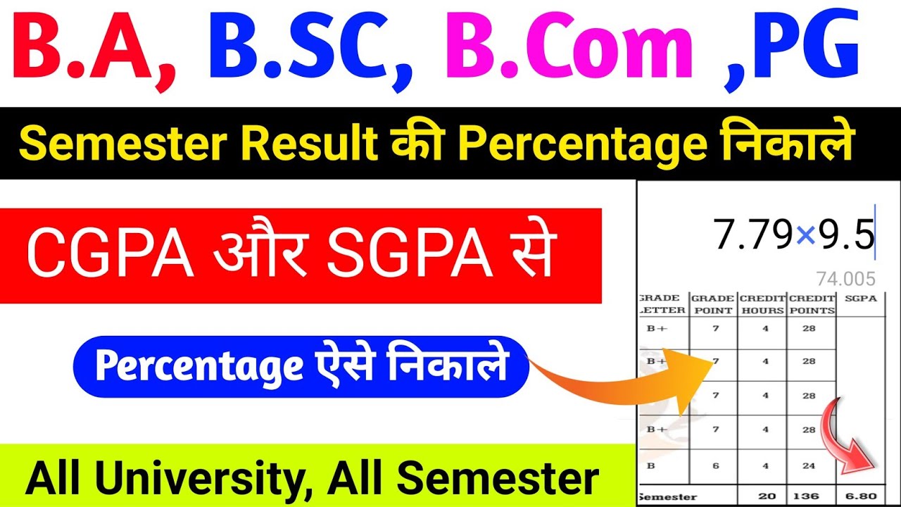 sgpa se percentage kaise nikale | cgpa se percentage kaise nikale |sgpa aur cgpa percentage nikale