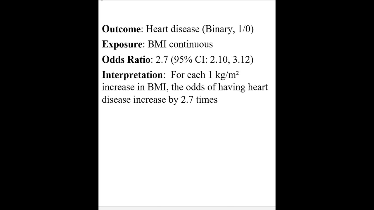 The interpretation of the odds ratio for continuous exposure variables like BMI