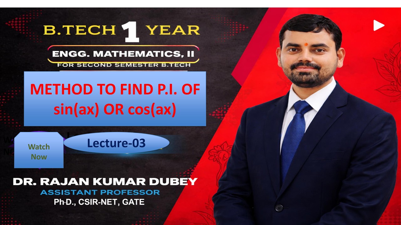 P.I. of sin(ax) & cos(ax) Made Easy 🔥 | Engg Maths-II | Lecture-03 | #ganitshastrambyrajan