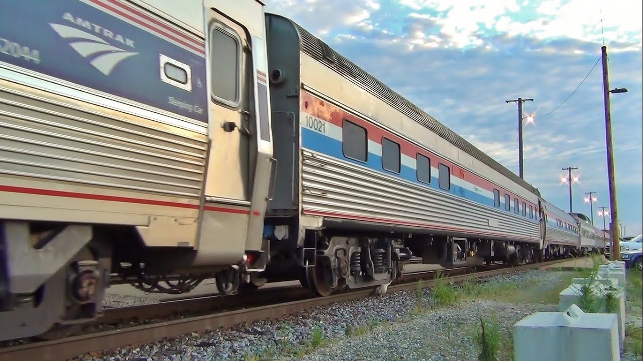 Amtrak Heritage Units Lead Southwest Chief with 3 Private Cars, 5 Business Cars - Ft Madison, IA
