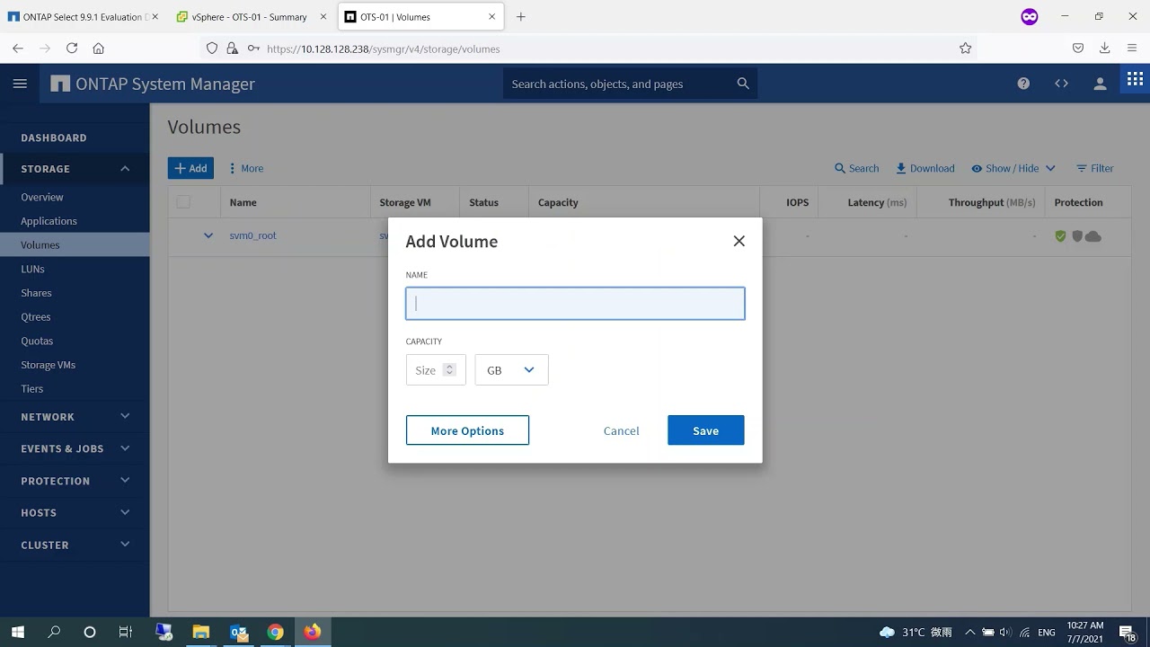 ONTAP Select 9.9.1 - Create NFS volume