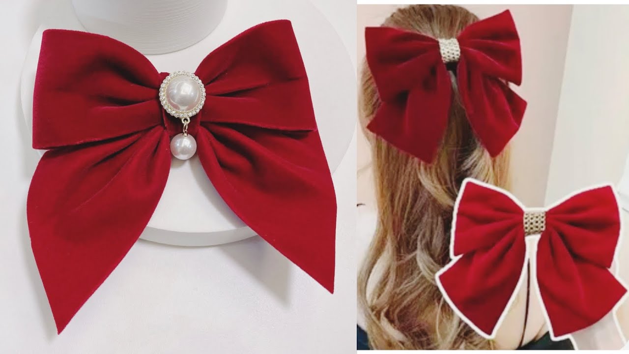 Hair bows🎀 / How to make a bow with long tail / long tail hair bows #hairbowtutorial #hairbows