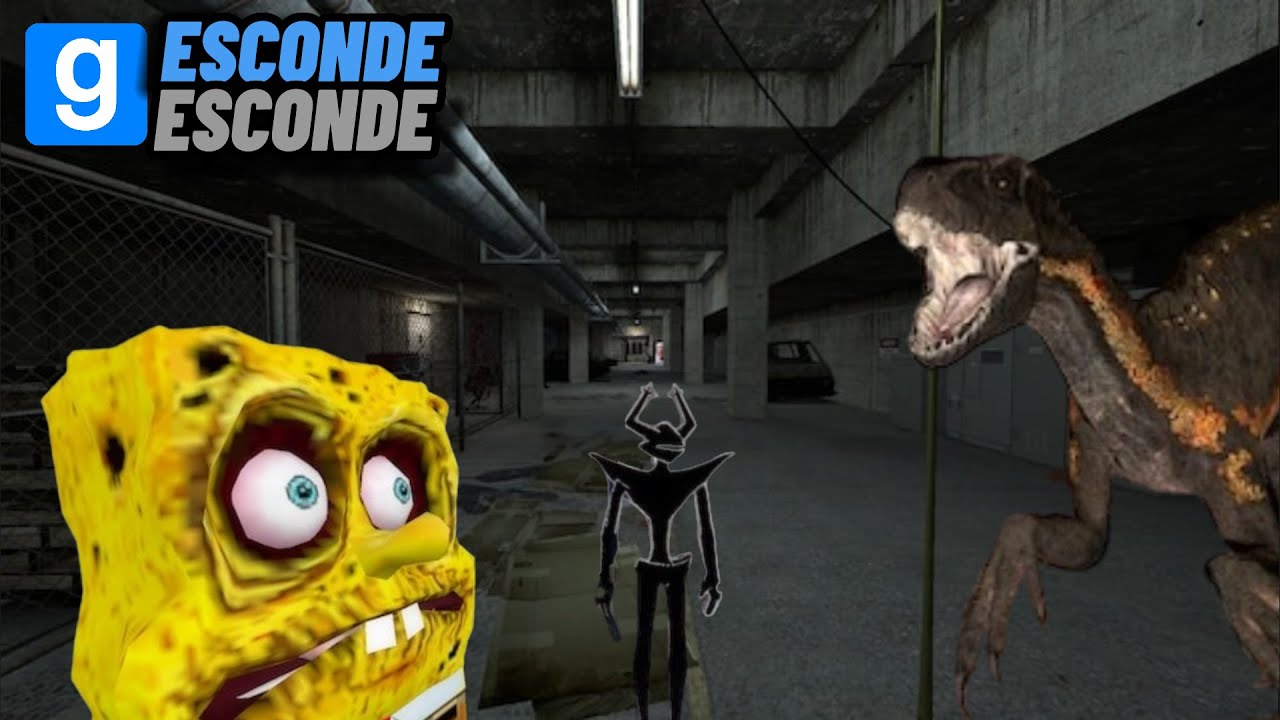Tentando escapar do BOB ESPONJA no ESTACIONAMENTO Gmod | ESCONDE-ESCONDE