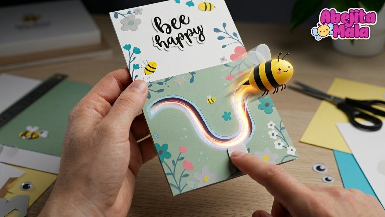 Tarjeta de abeja feliz en casa DIY