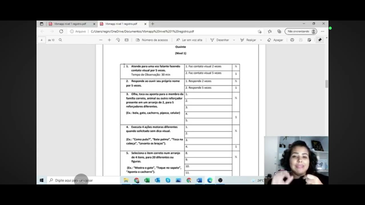 VB MAPP NIVEL 1 - APLICAÇÃO 