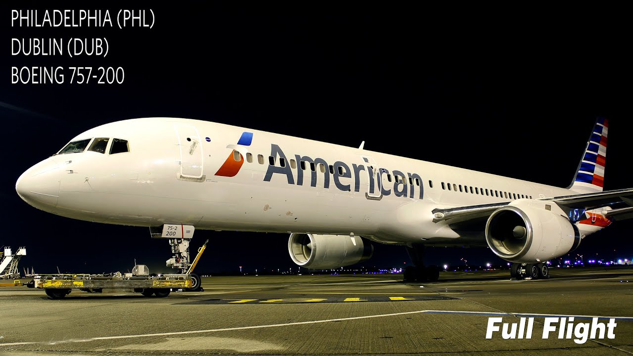 American Airlines полный полет | Филадельфия в Дублин (AA722) | Boeing 757-200 (с УВД)