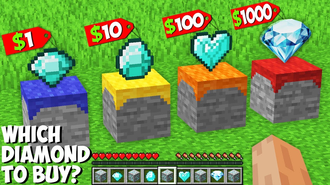 Which SECRET DIAMOND SHOULD I BUY in Minecraft ? DIAMOND $1 VS $10 VS $100 VS $1000 !